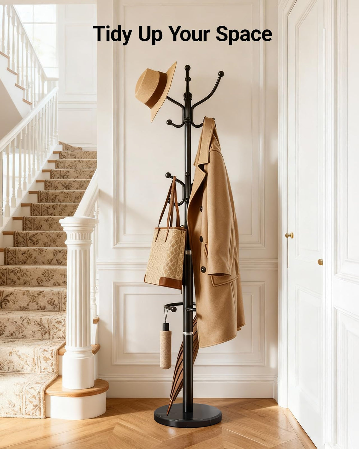 Pipishell coat rack 16 hooks maximize hanging space for coats and accessories.