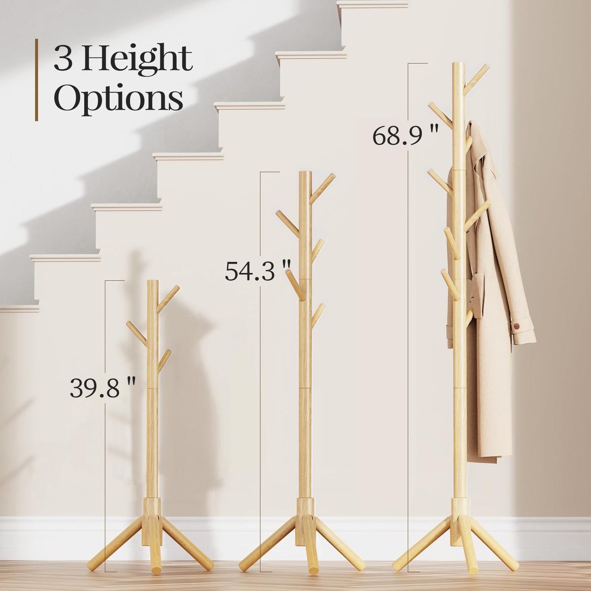 Pipishell coat rack with eight hooks provides ample storage for everyday items.