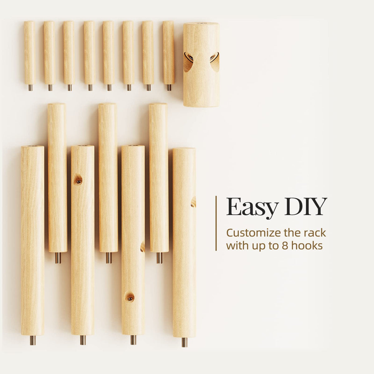 Pipishell wooden coat rack arrives with quick, tool-free assembly.
