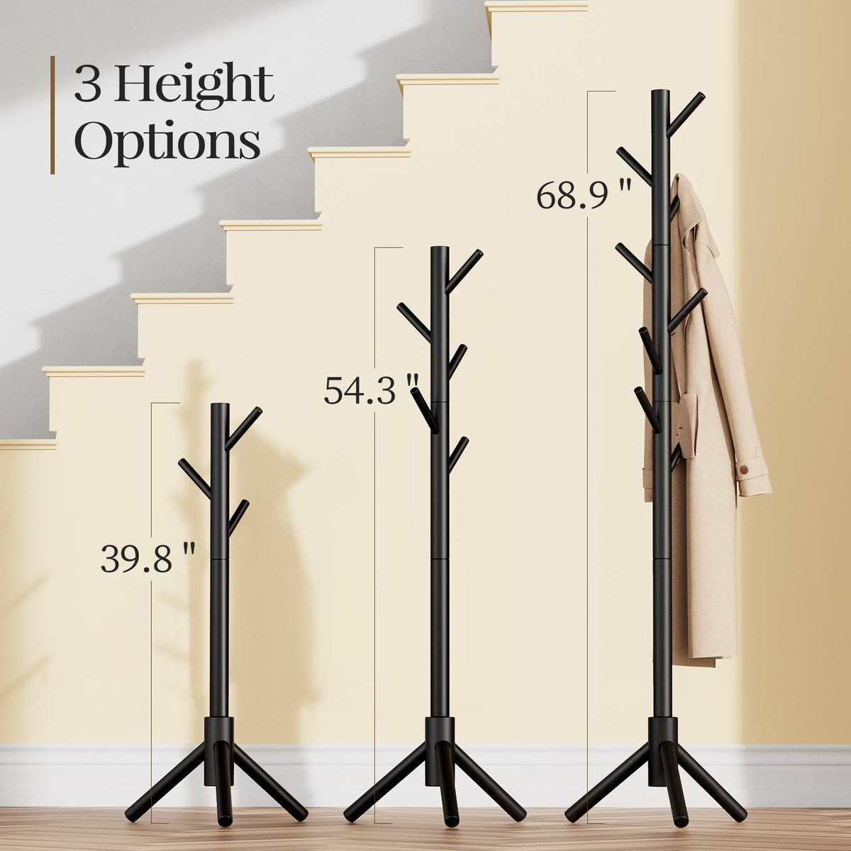 Pipishell coat stand solid wood construction for durability