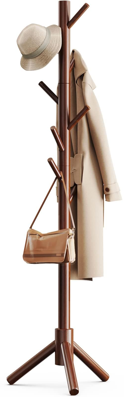 Pipishell coat tree with eight hooks for roomy organization