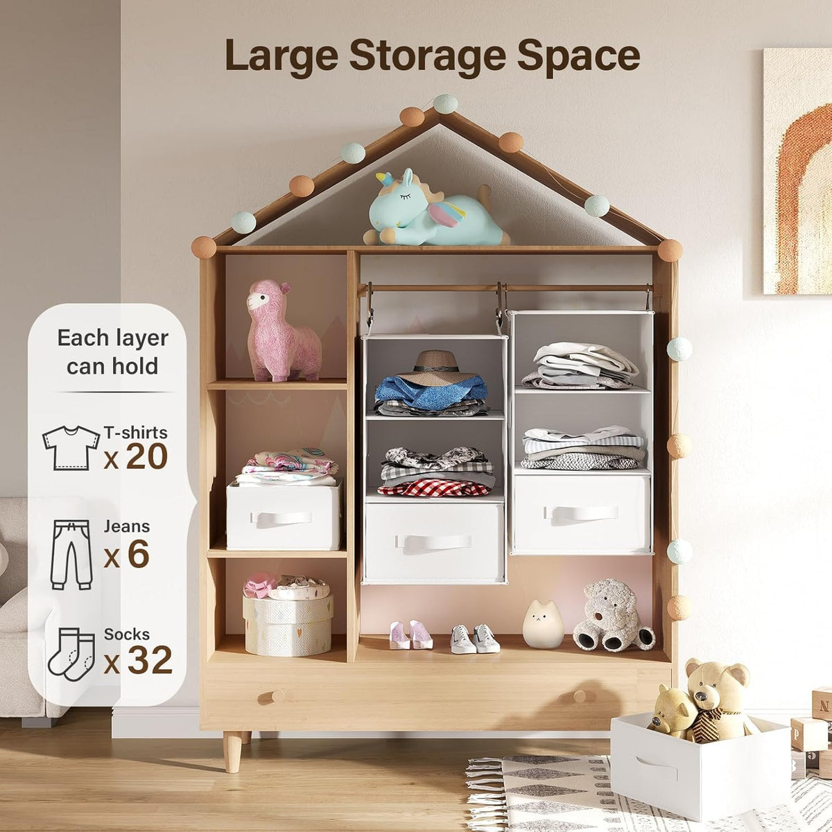 Pipishell full-height storage maximizes closet space efficiency.