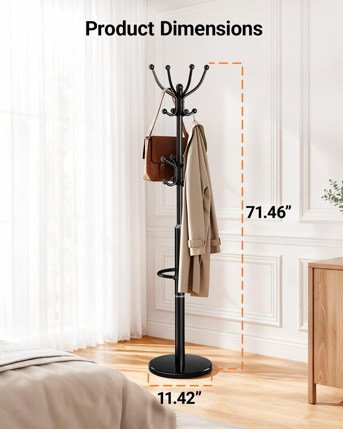 Pipishell free-standing design fits entryways, corners, and bedrooms.