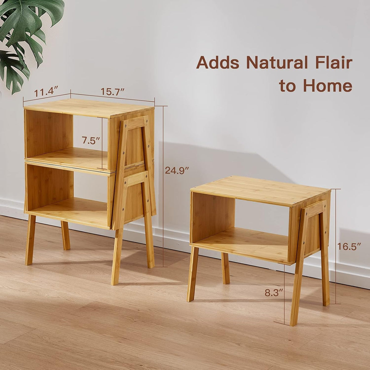 Pipishell compact bamboo end table fits dorm rooms with easy setup.