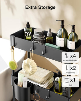 Pipishell ventilated 3-tier cart aids moisture-prone area organization.