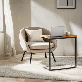 Pipishell wood-grain end table adds a modern touch and extra surface.