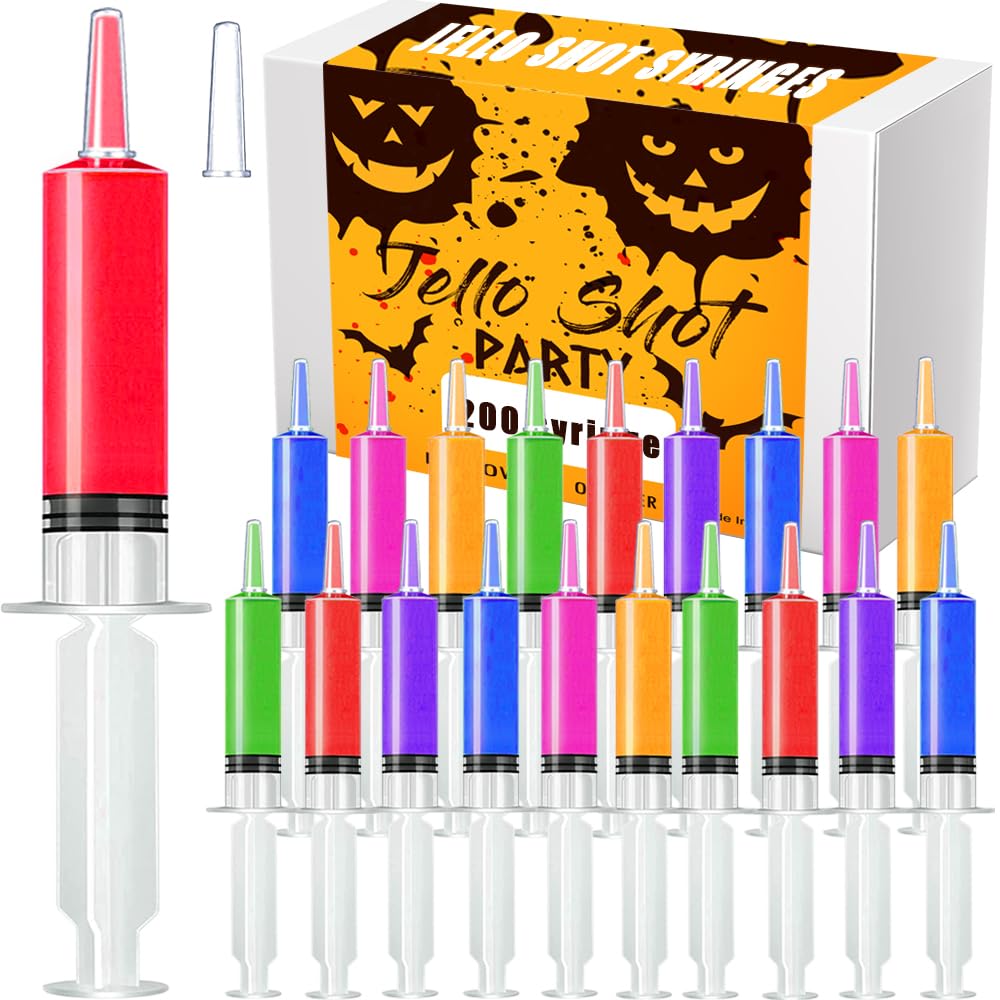 PISSION 100-pack syringes with tip cap for clean, mess-free 20ml jello shots