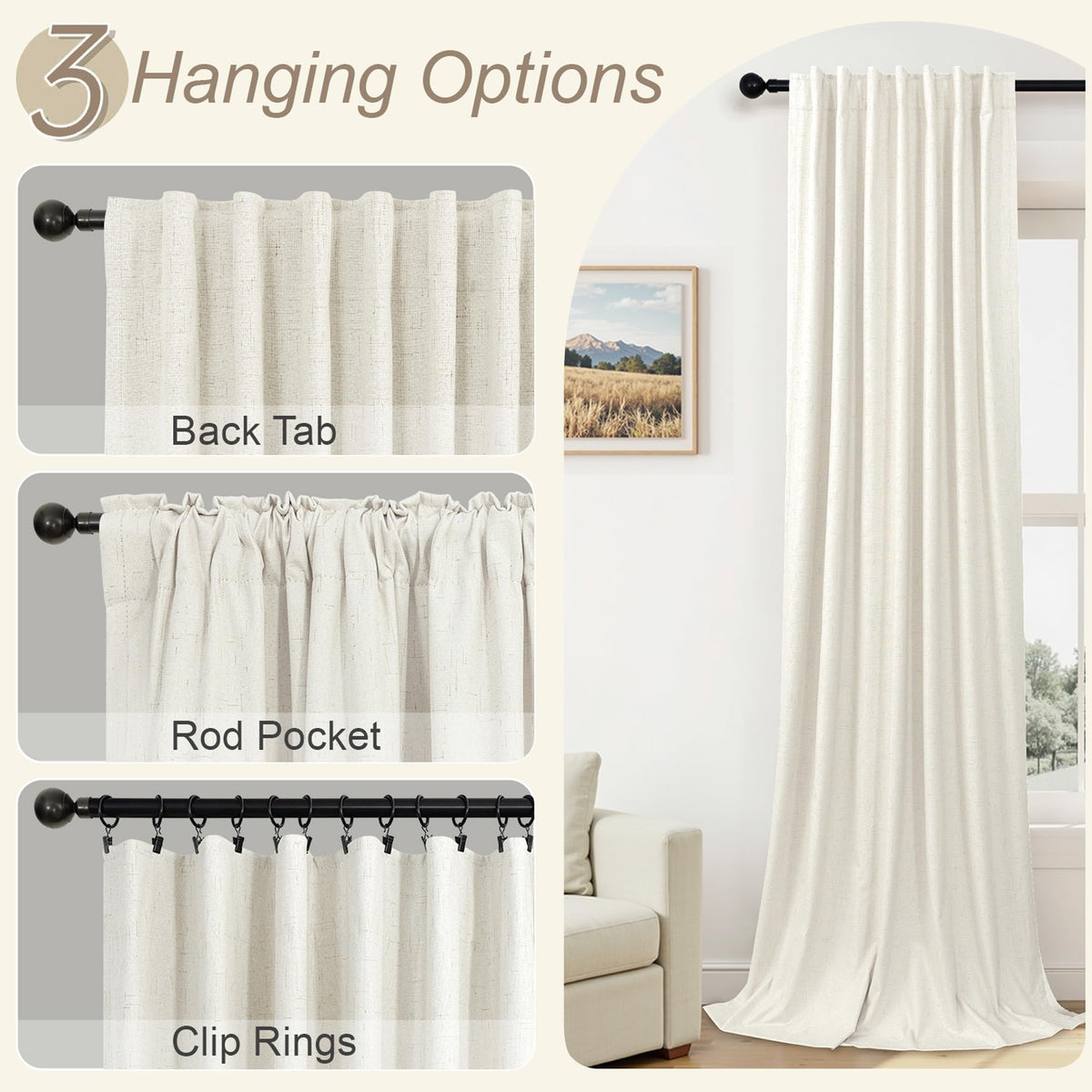 Pitalk clip rings compatible drapes enable smooth sliding and customization.