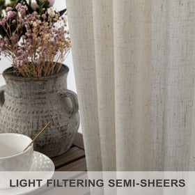 Pitalk flax linen curtains rod pocket for classic hanging