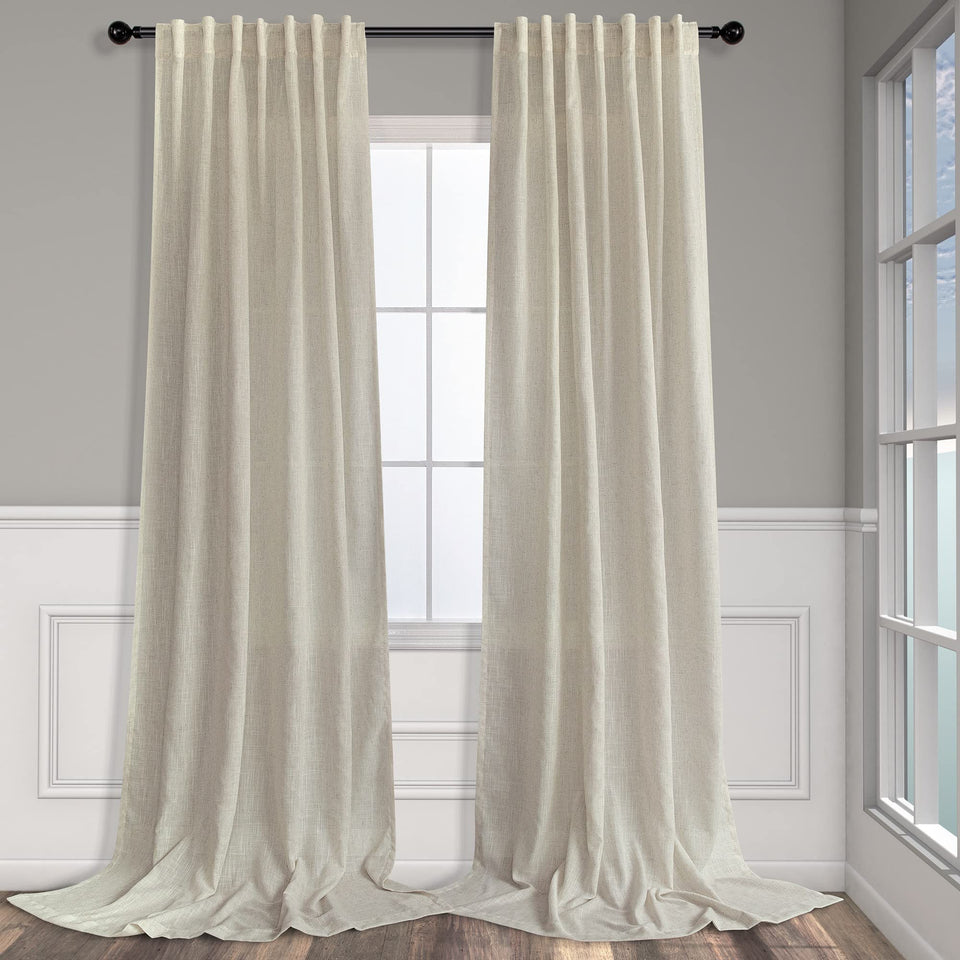 Pitalk flax linen curtains two panels with soft light filtering for living room