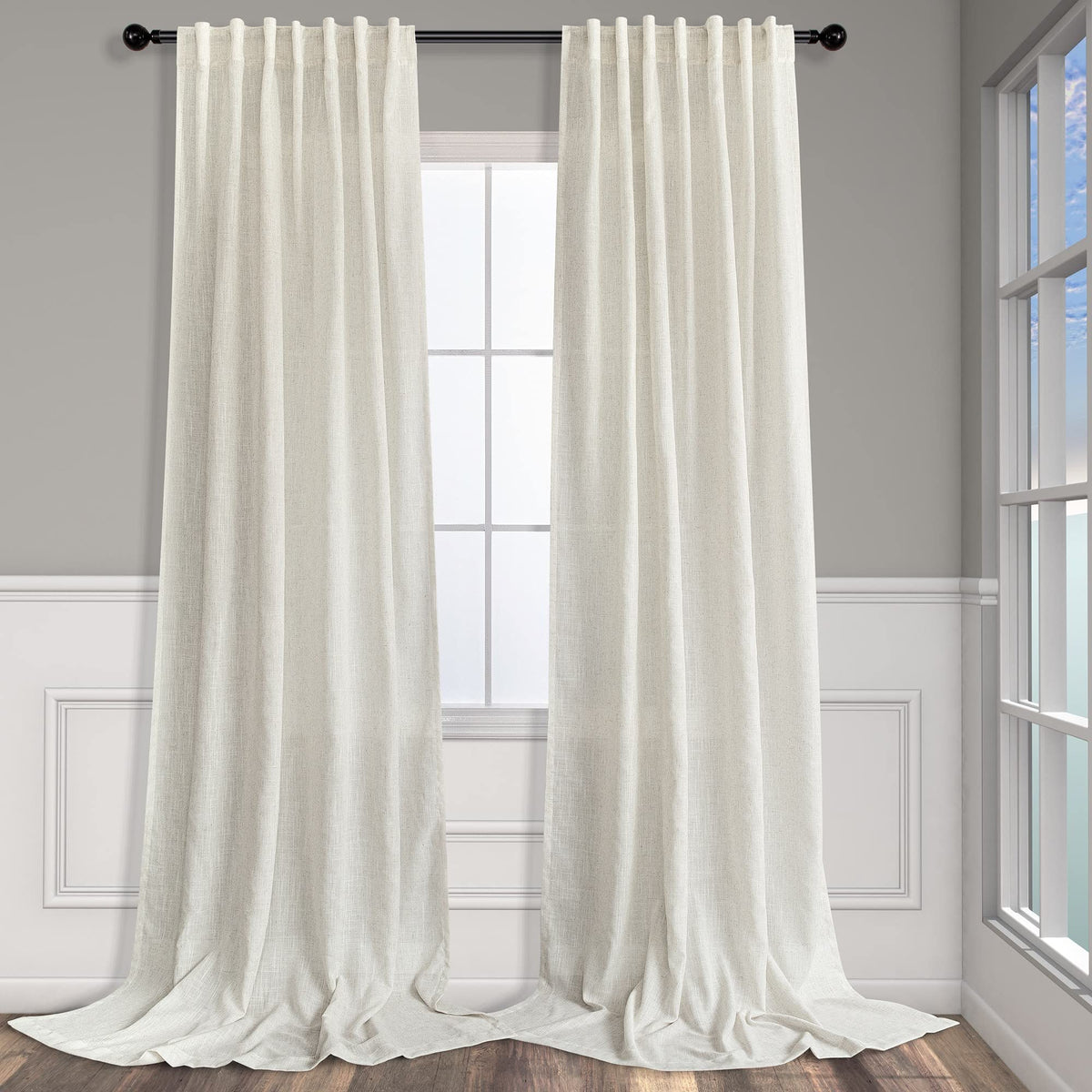 Pitalk natural linen blend curtains back tab 52x90 cream for living room