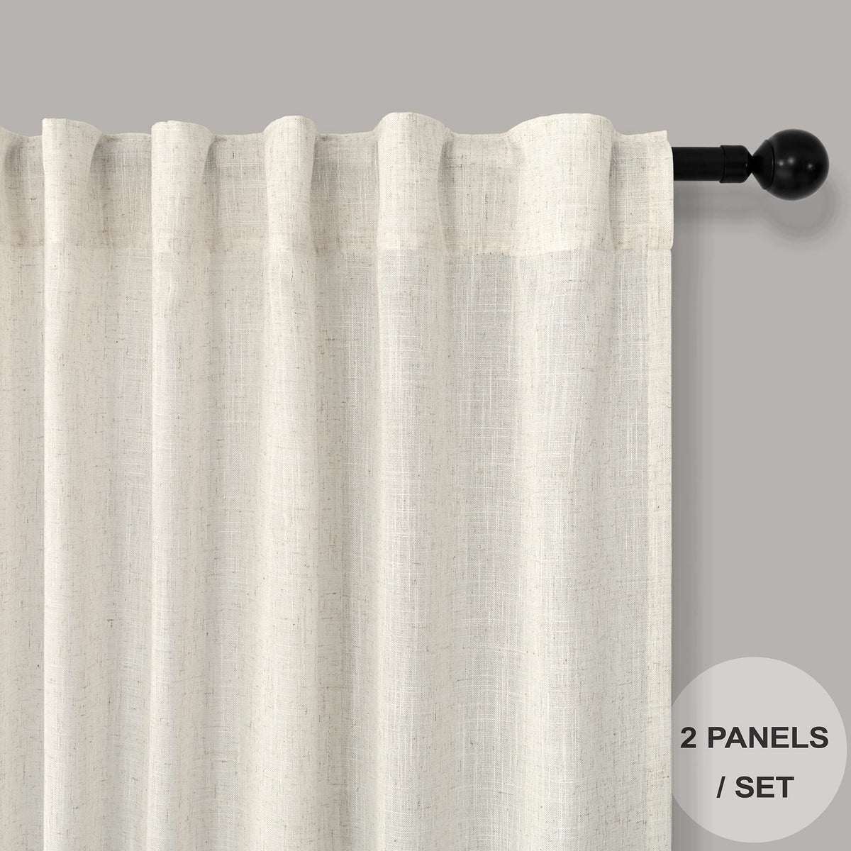 Pitalk natural linen curtains with rod-pocket for a classic window look.