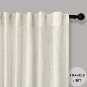 Pitalk natural linen curtains with rod-pocket for a classic window look.