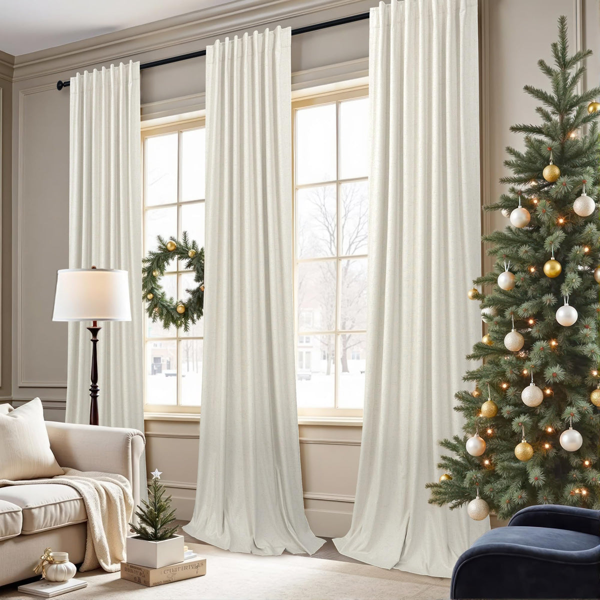 Pitalk neutral boho linen texture drape complements living spaces with soft drape.