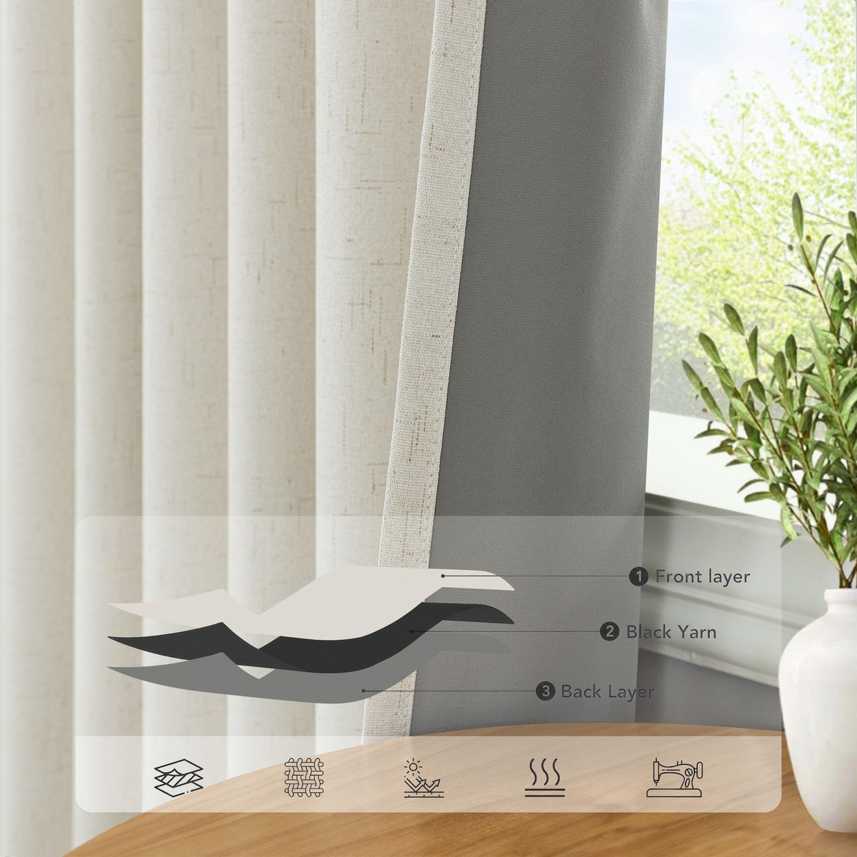 Pitalk rod-pocket hanging style curtains provide a classic look and easy setup.