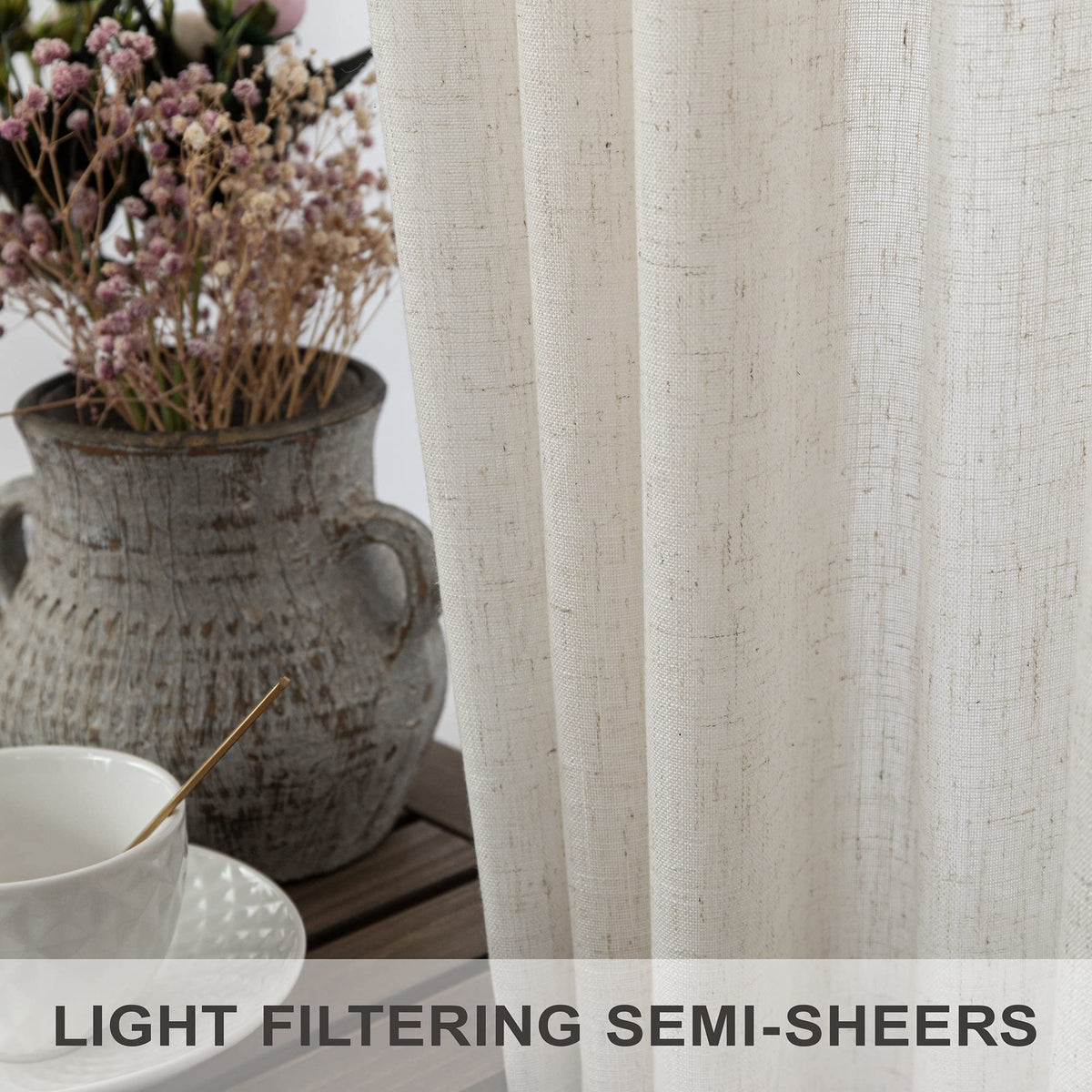 Pitalk soft linen-blend fabric drapes gracefully for a relaxed farmhouse style.