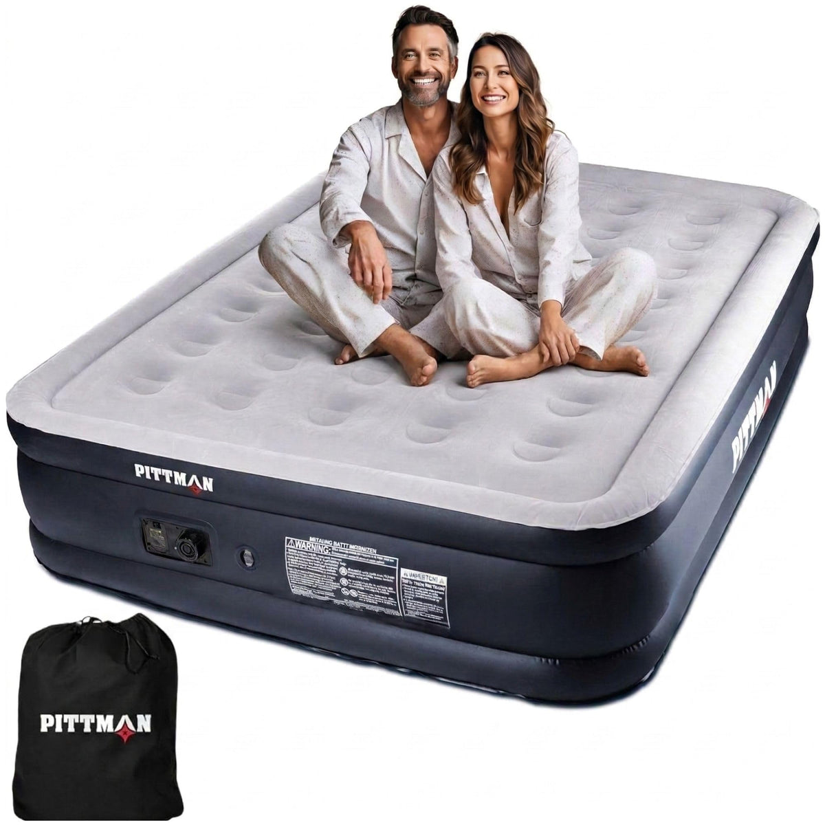 Pittman Outdoors queen air mattress with built-in pump for quick setup