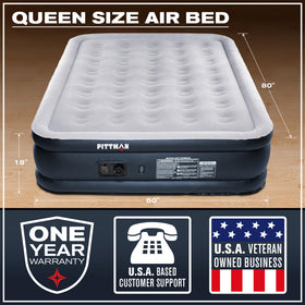 Pittman Outdoors queen air mattress setup view showing fast inflation