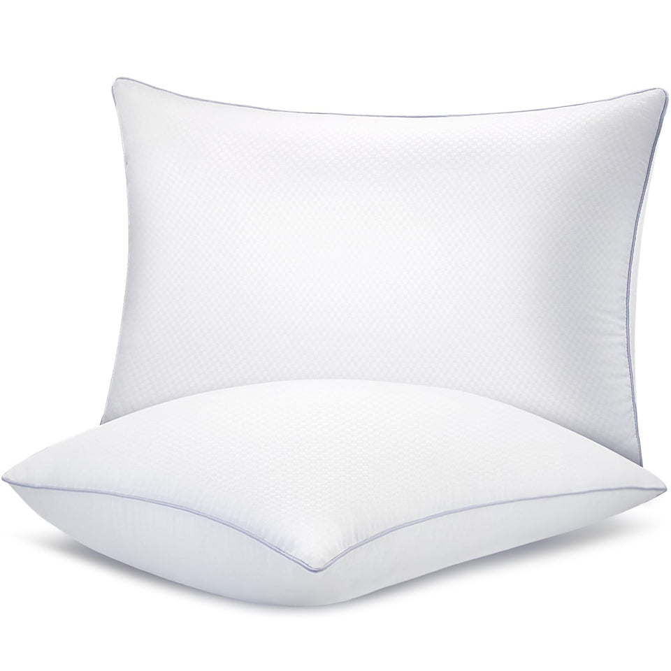 Piwaal 2-pack bed pillows front view showing plush, supportive design.