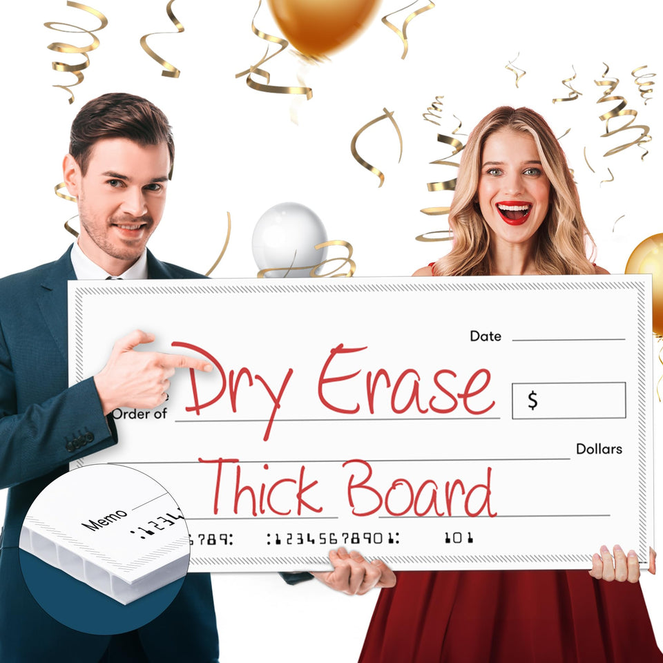 Pixelverse Design dry erase giant check 32x16, highly visible for award ceremonies.
