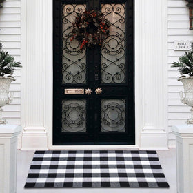 PIXFAIRY buffalo plaid rug front door adds rustic charm and handles high traffic.