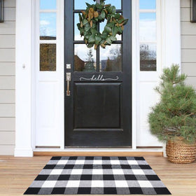 PIXFAIRY buffalo plaid rug hand-woven cotton delivers durable daily comfort.