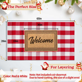 PIXFAIRY handwoven cotton plaid rug closeup shows durable texture for high-traffic areas.