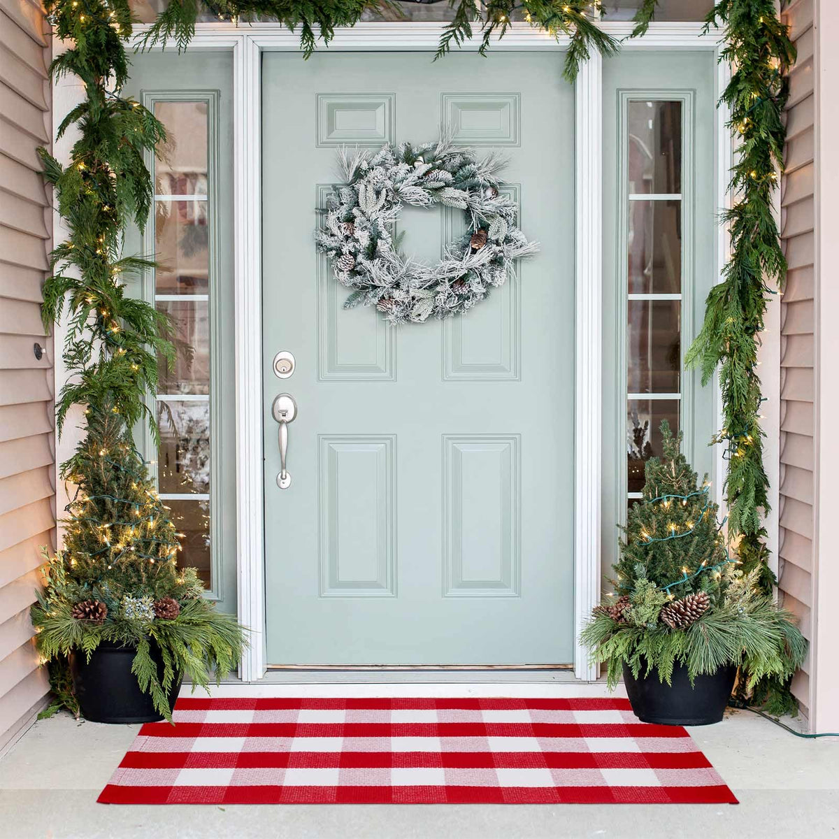 PIXFAIRY washable plaid rug stays vibrant after washing