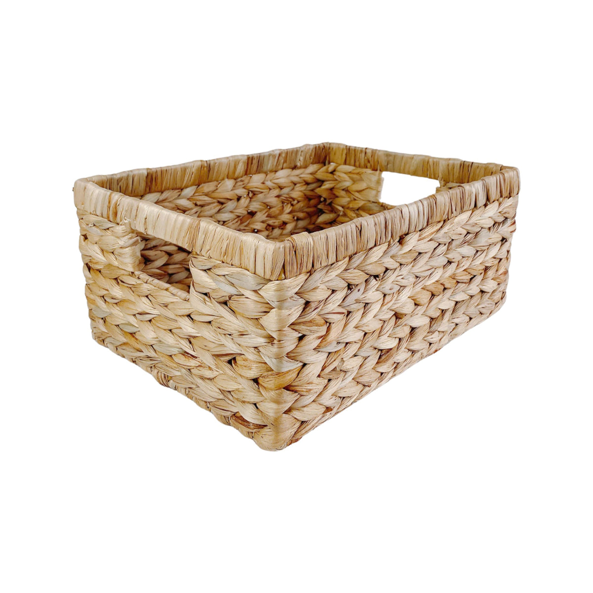 Pixoframe large rectangular wicker basket top view for towel storage