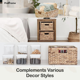 Pixoframe living room blanket storage basket with soft woven finish