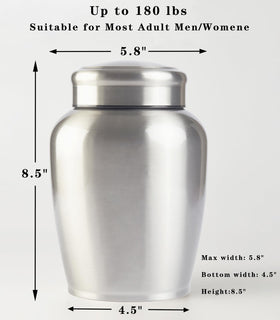 P.J. homsv urn with silver finish and no engraving ready for personal touches