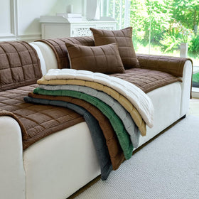 PJLZJFBY couch cover in dark brown corduroy adds warmth and durable protection.