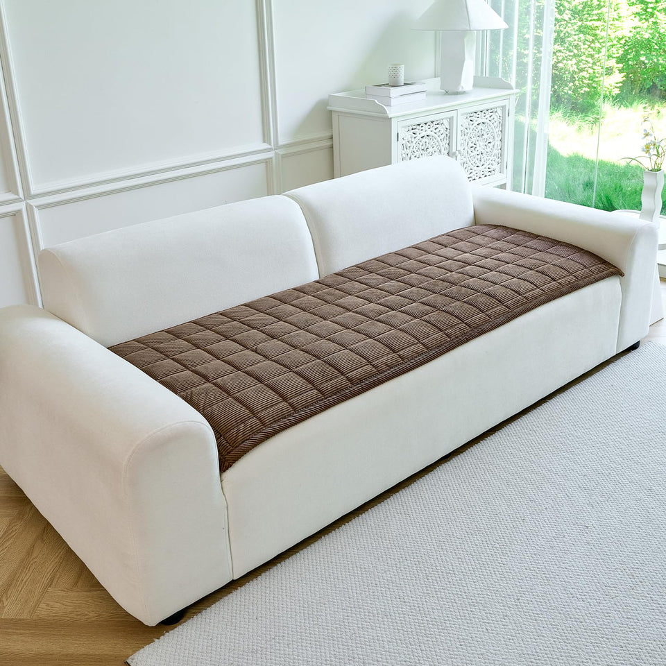 PJLZJFBY couch cover with non-slip backing on a sofa for steadier, pet-friendly protection