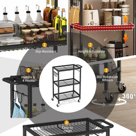 Pkuyres adjustable middle shelf adapts to tall bottles or appliances.