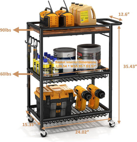 Pkuyres locking wheels keep the cart secure during prep and service.