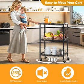 Pkuyres cart lockable wheels secure the cart during use or pause.