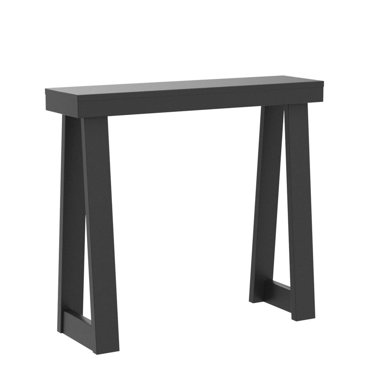 Plank+Beam color-matched hardware detail enhances elegant console design