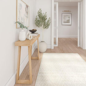 Plank+Beam entryway setup with blonde finish.