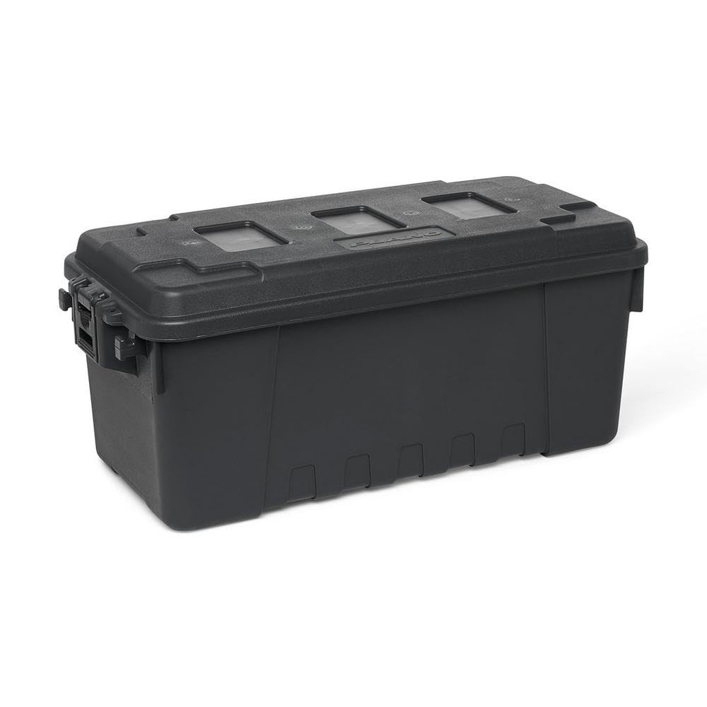 Plano Sportsman's Storage Trunk exterior in charcoal for rugged outdoor use