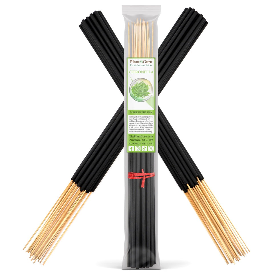 Plant Guru Citronella Exotic Incense Sticks, 19-inch long, crisp outdoor aroma.