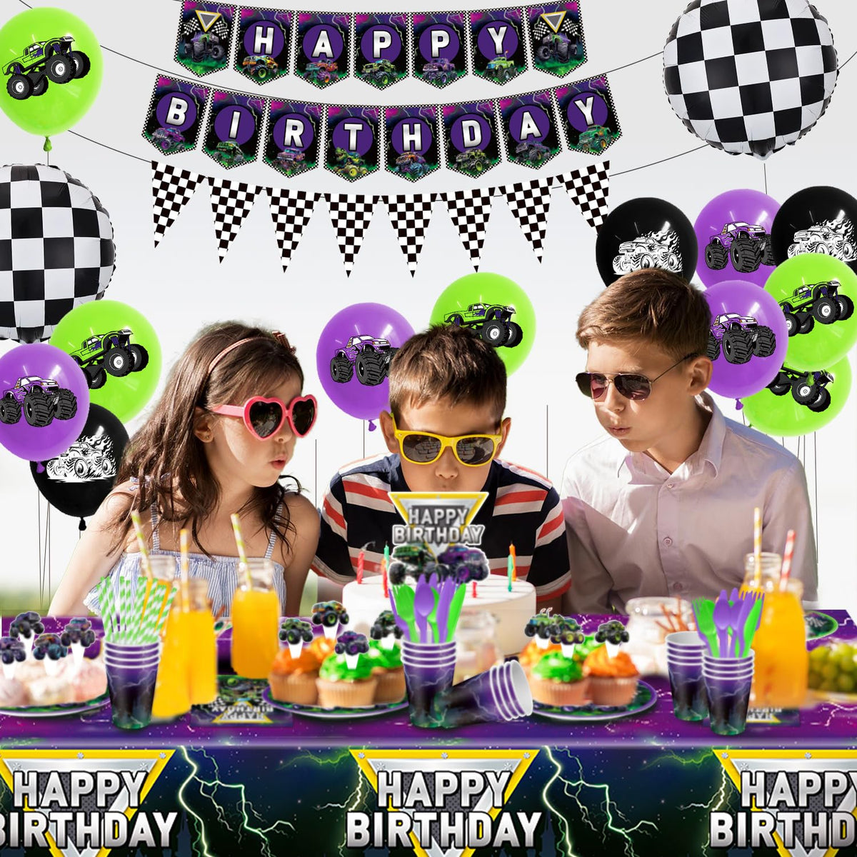 Planzivo themed tablecloth with plates and cups unifying table styling