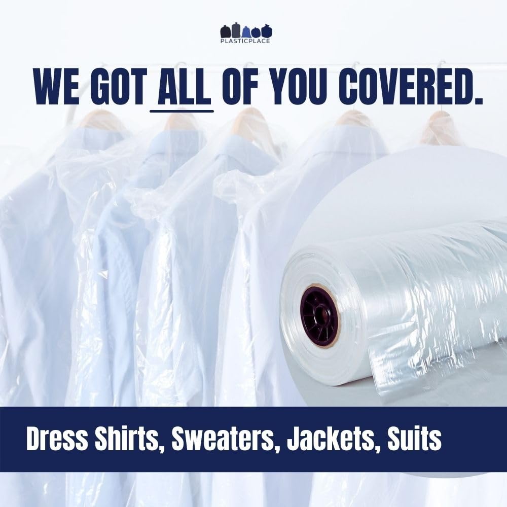 Plasticplace 240-count bulk pack ideal for wardrobe protection during storage and travel.