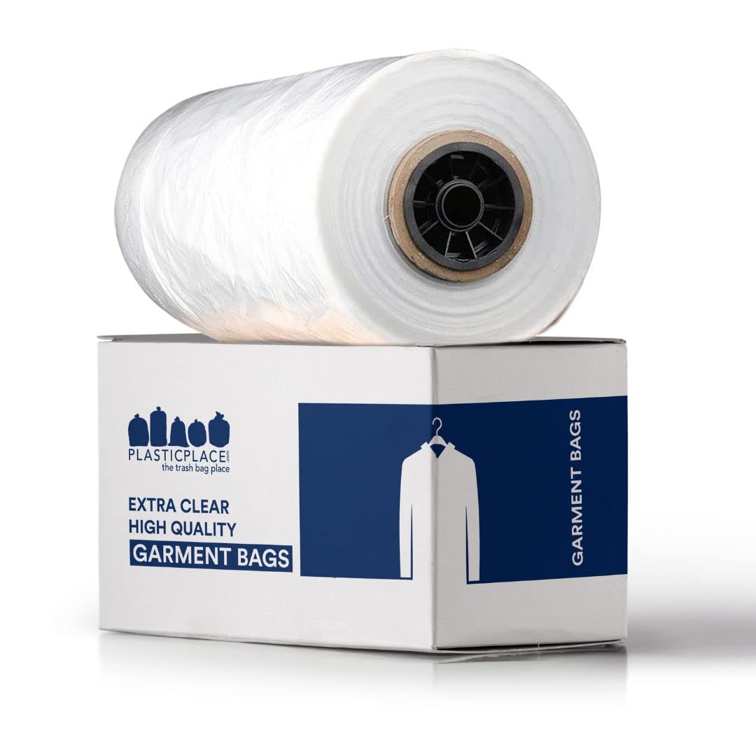 Plasticplace clear garment bags on roll for easy dispensing and visibility