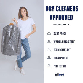 Plasticplace bags made in the USA offer durable garment protection for wardrobes.