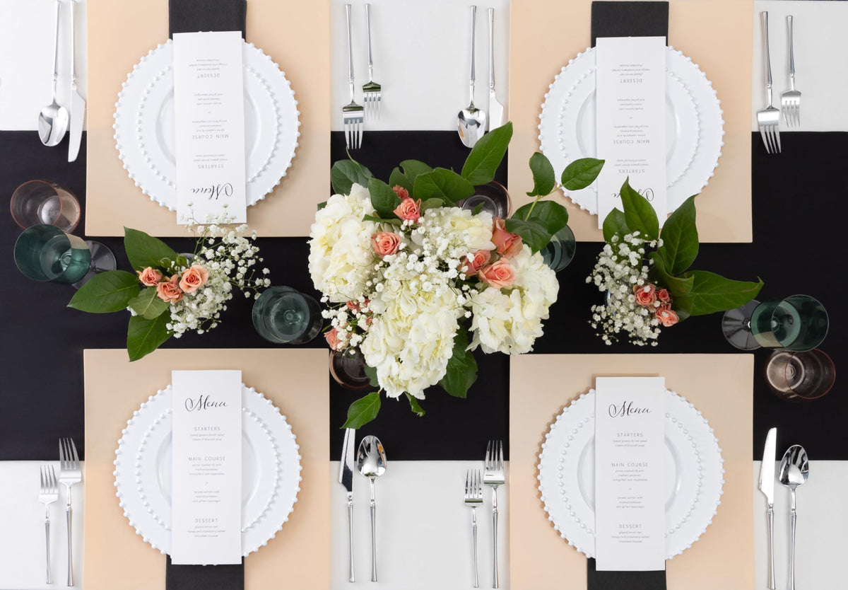 PlasticPRO white beaded dinnerware adds a sophisticated table presentation.