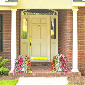 Playieer pink outdoor silk flowers for charming balcony decor year-round.