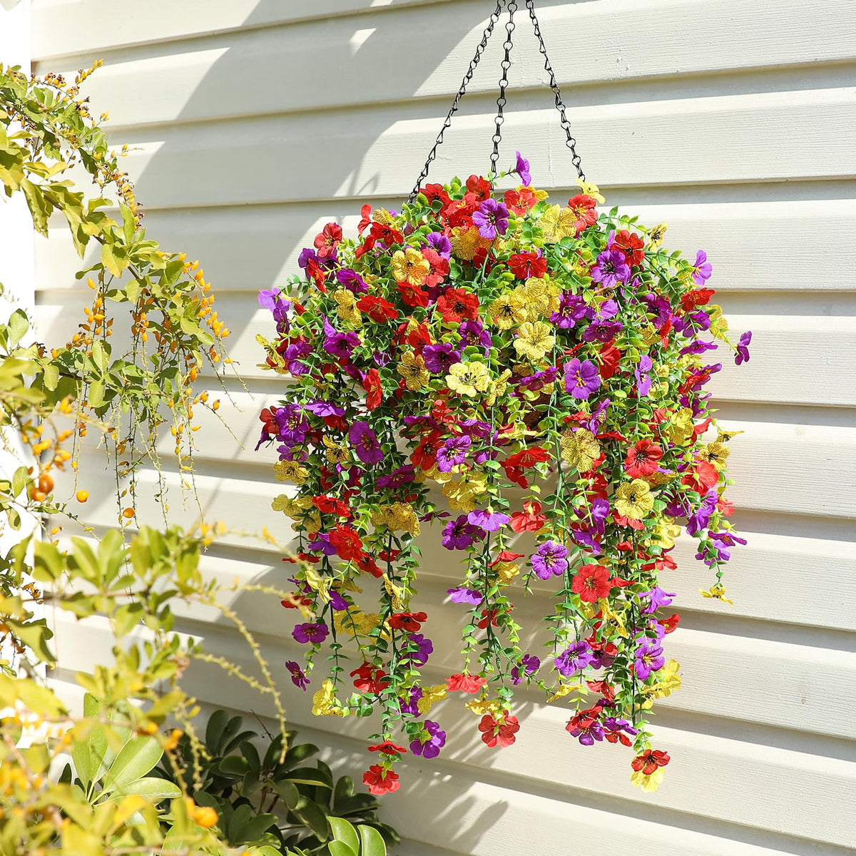 Playieer purple outdoor flower bundle with leaves brightens planters and porches.