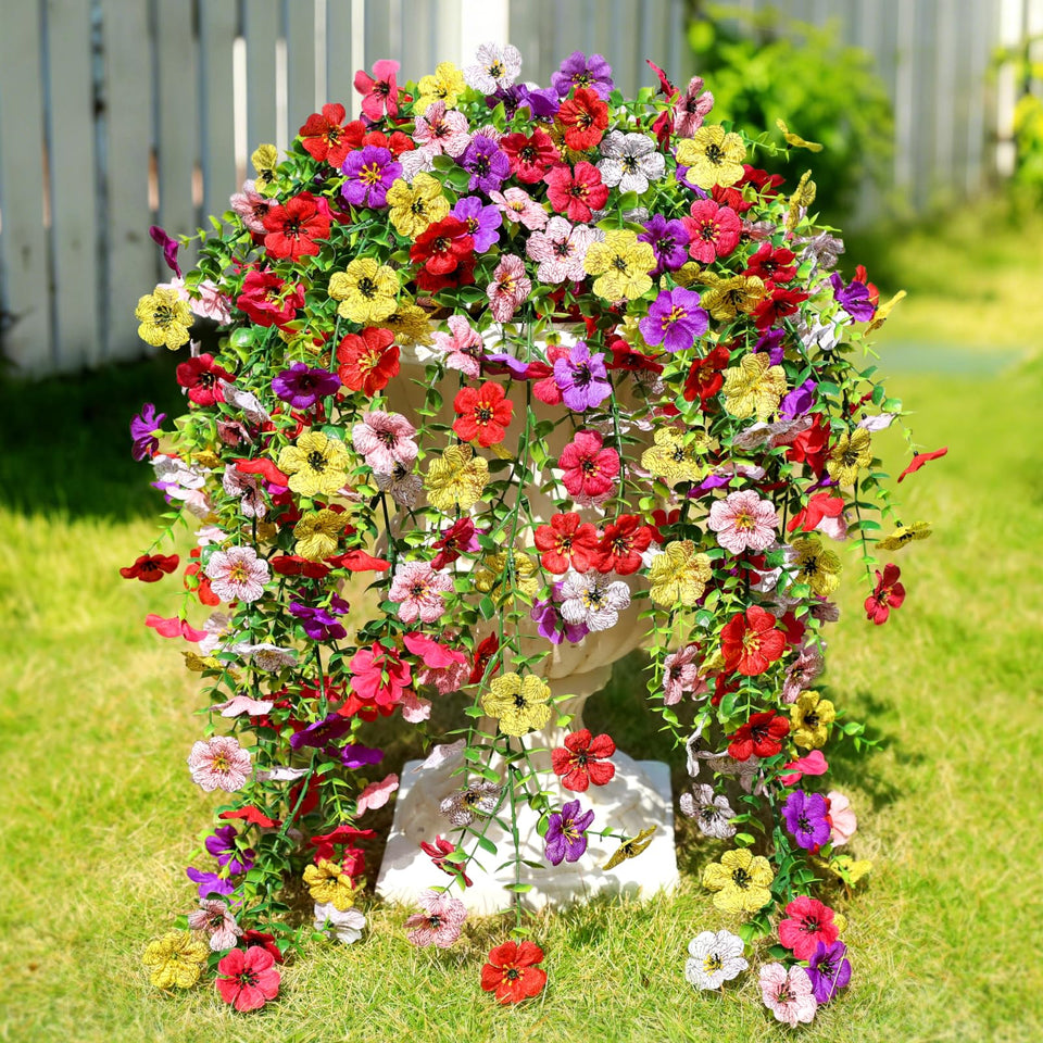 Playieer artificial flowers outdoors six-color bundles with eucalyptus leaves for curb appeal