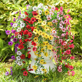 Playieer white outdoor artificial bouquet for planters with vibrant, year-round color.