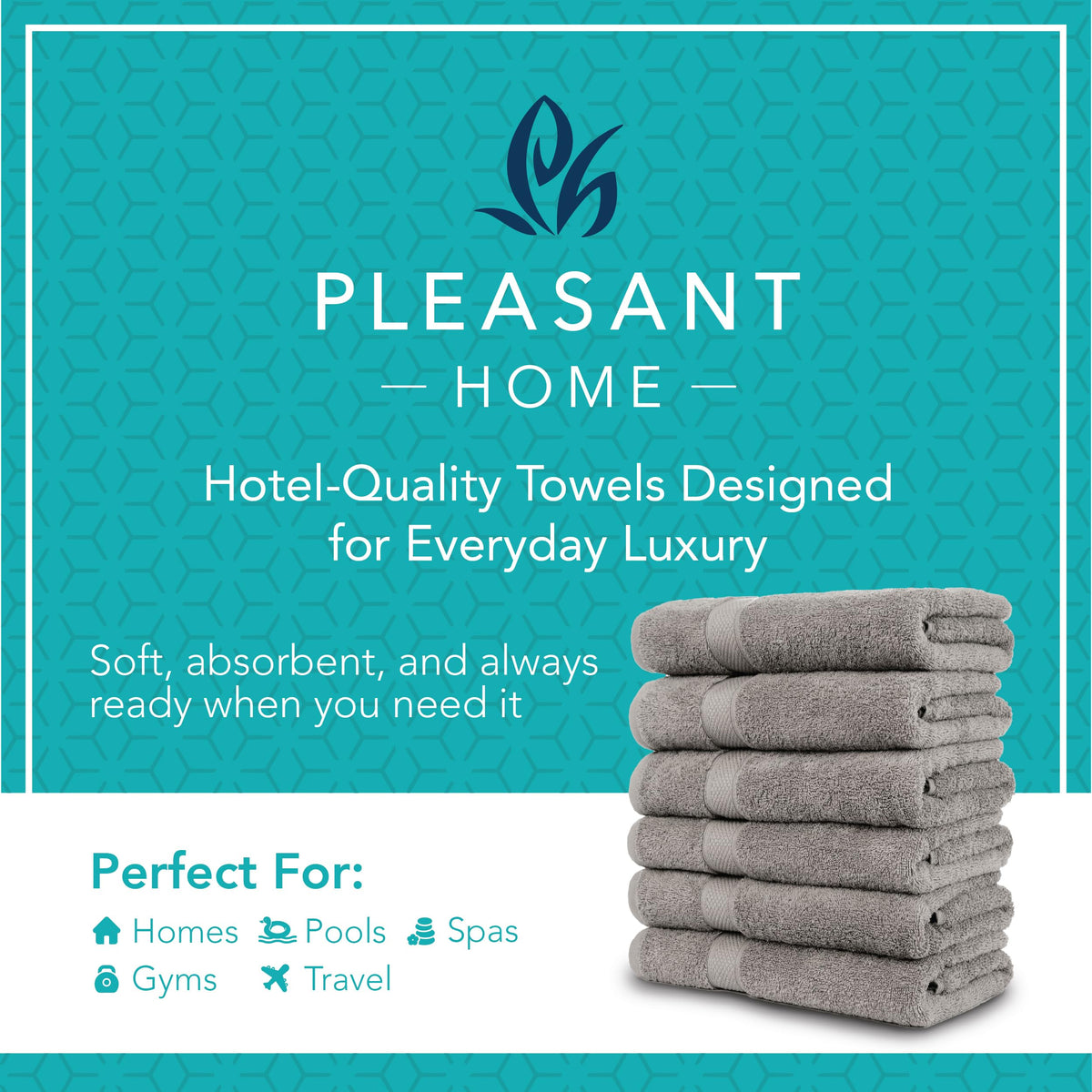 Pleasant Home gray towels with dense weave and plush feel after shower